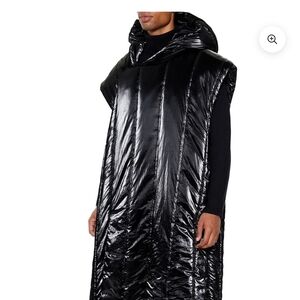 Forever 21 Glossy Black Hooded Puffer Coat